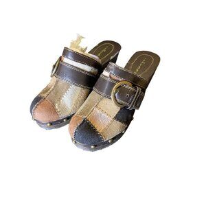 Vintage 90s Union Bay Patchwork Clog Shoes Sz 7